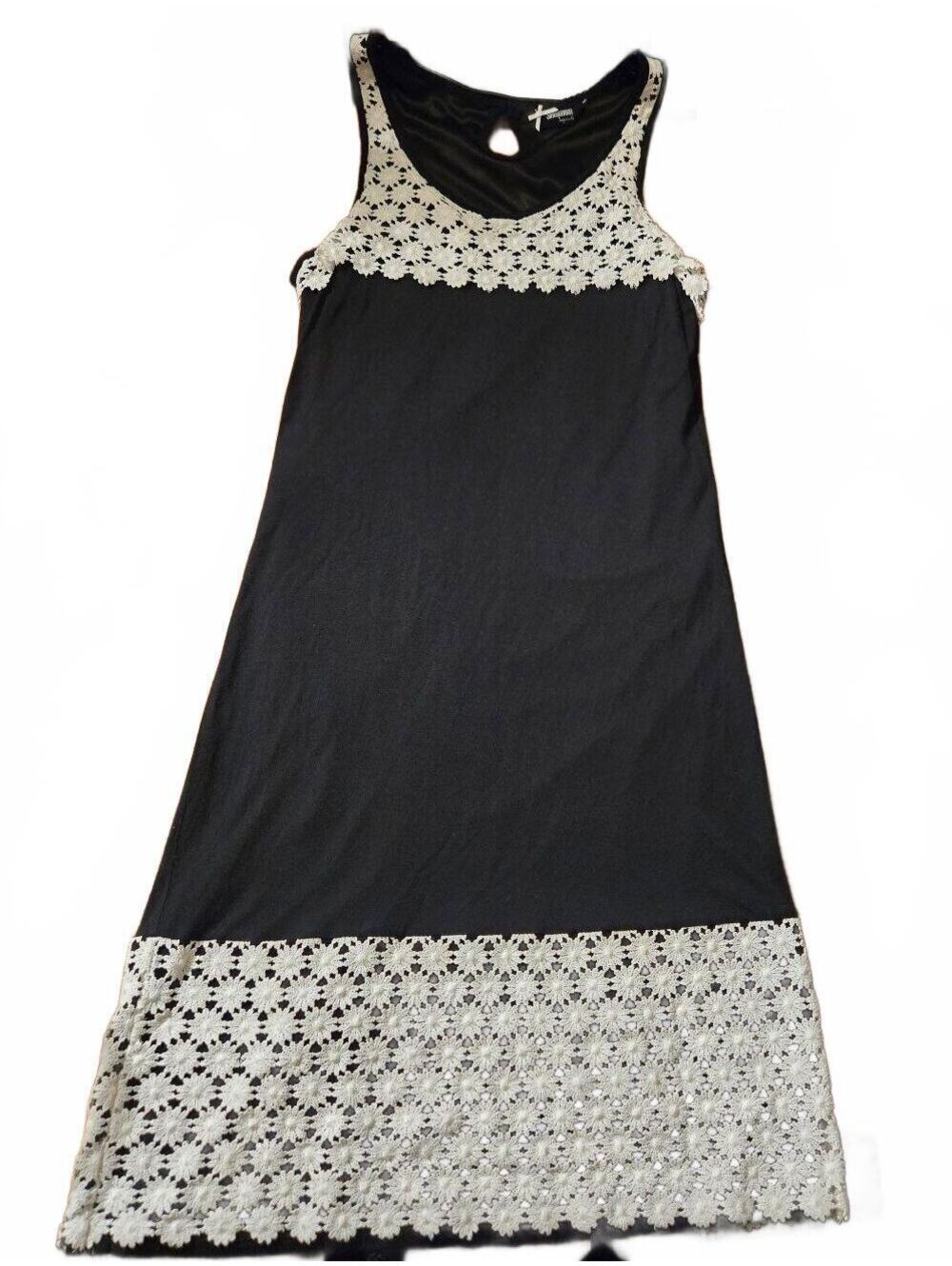 Sinequanone Paris Black Crochet Trim Tank Dress Midi Sleeveless Designer Paris